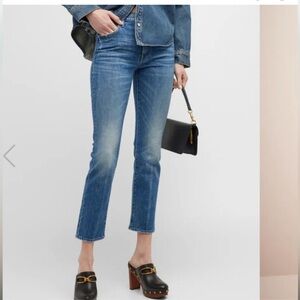 MOTHER High Waisted Rascal crop jeans blue straight leg